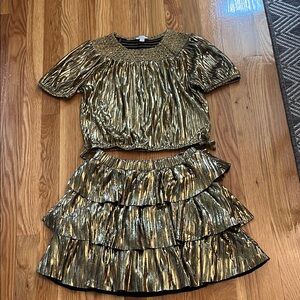 Crewcuts Gold Outfit with Shimmering Ruffles